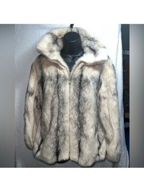 Luxury Real Black Cross Mink Coat with high collar and zipper Pamela McCoy